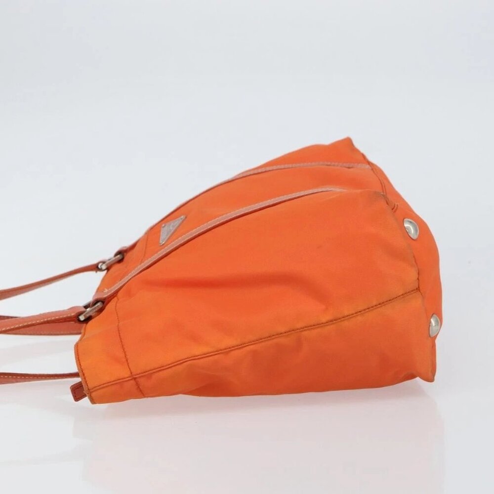 PRADA Tote Bag Nylon Leather Orange Silver Auth gh1423 - Picture 5 of 15
